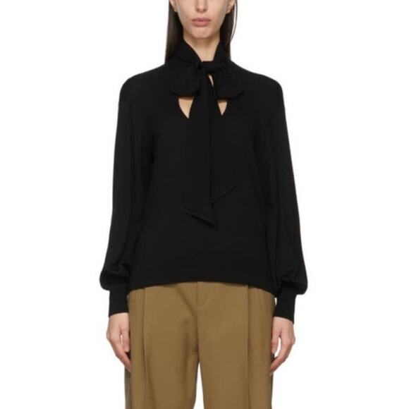 NWT Chloe Cashmere Lavalliere Neck Tie Sweater Size Small